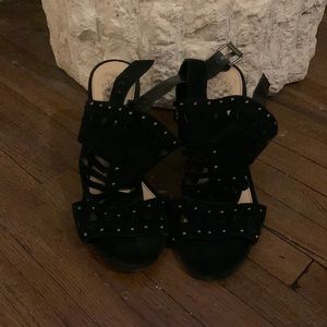 Black Suede Block Heels
